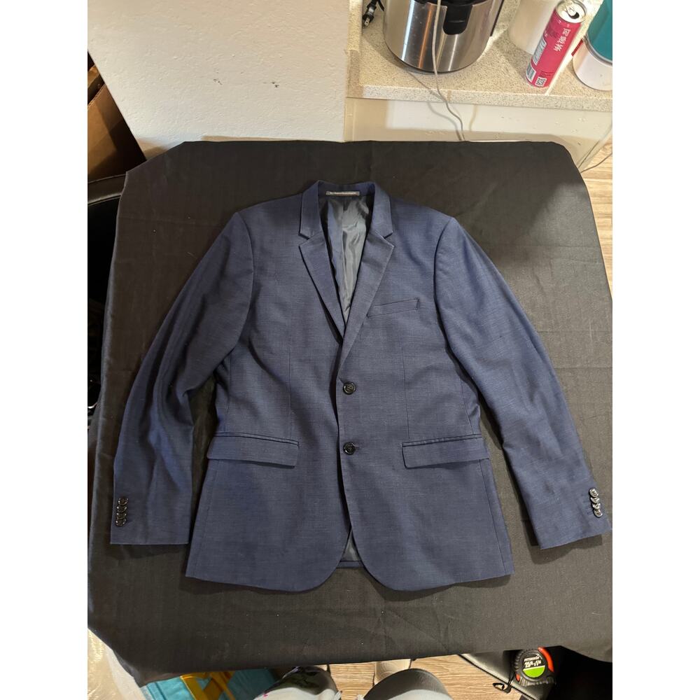 H&M Sport Coat Navy Blue Men's US 42R Skinny Fit Wool/Viscose/Poly Blend
